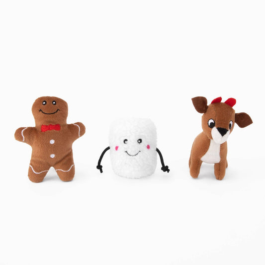 Holiday Miniz - Santa's Friends (3-pack) -Christmas Dog Toy