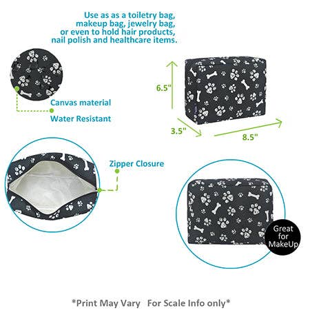 Round Of a Paws Large Cosmetic Travel Pouch