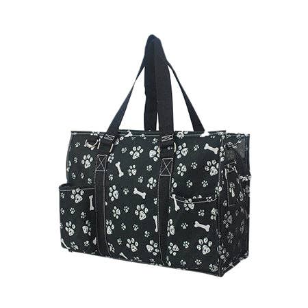 Round Of a Paws Zippered Caddy Organizer Tote Bag
