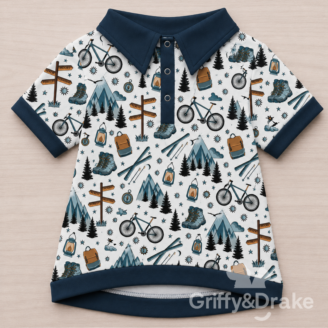 Dog Collar Shirt — Adventure Awaits Outdoor Print, Medium