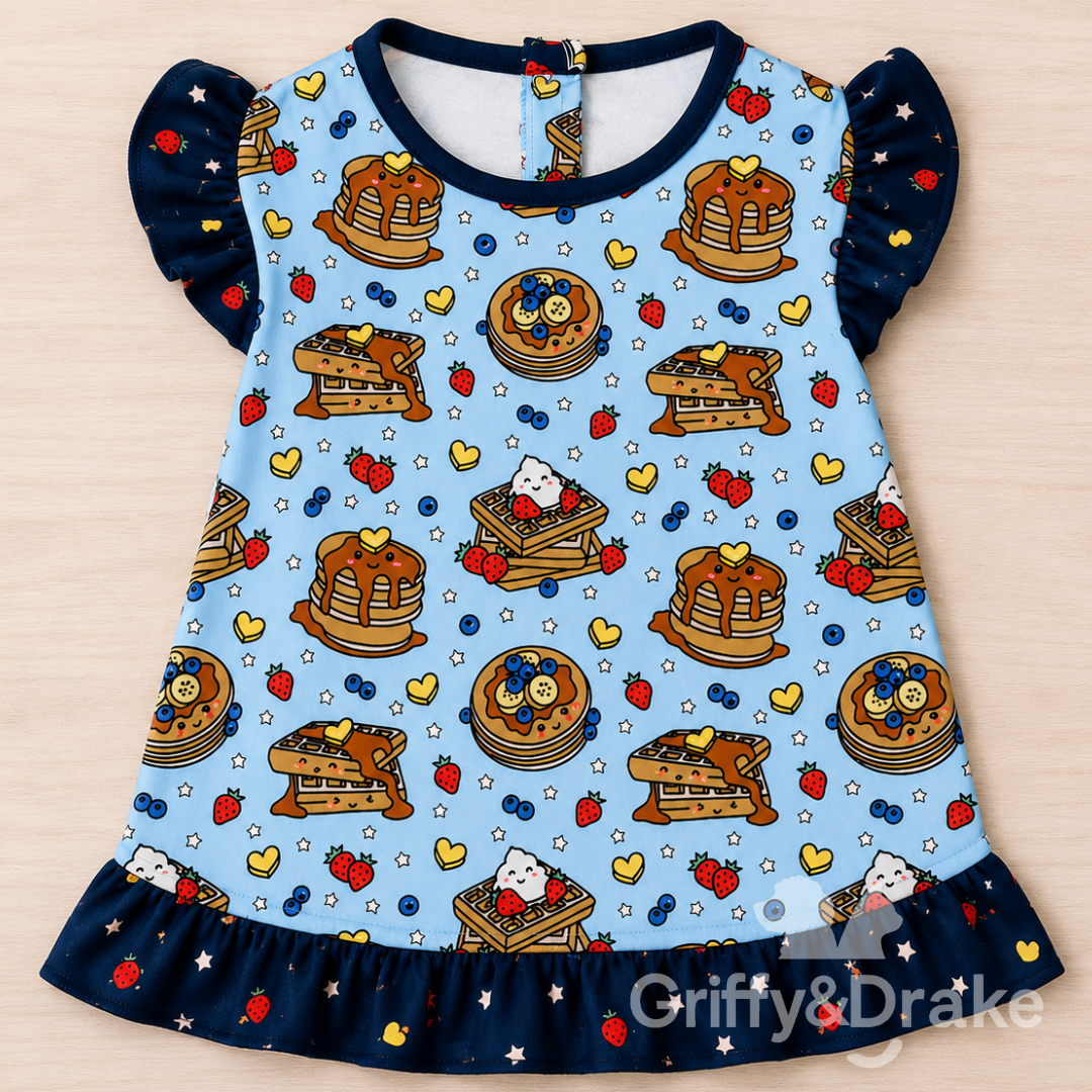Dog Ruffle Shirt — Brunch Buddies Print, Medium