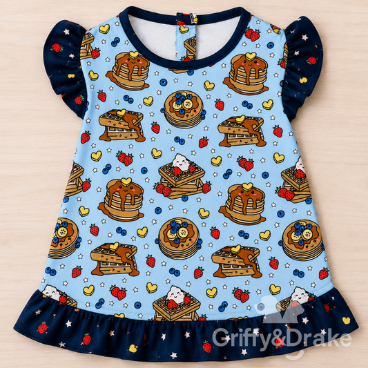 Dog Ruffle Shirt — Brunch Buddies Print, Medium