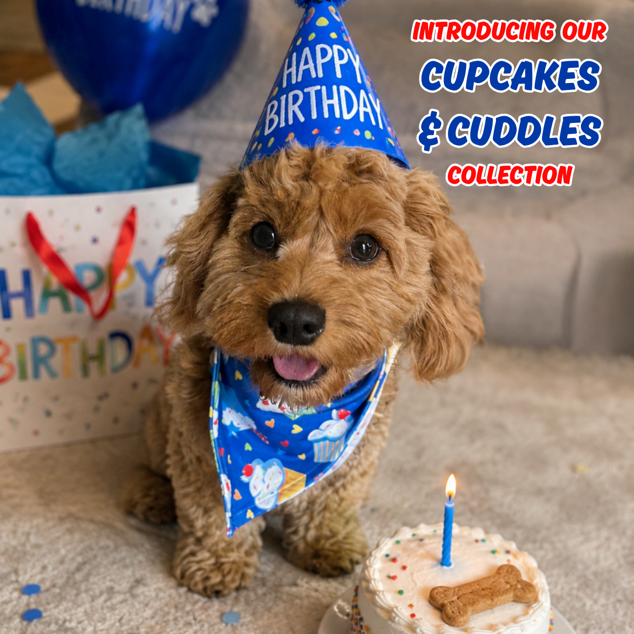 Dog Bandana — Cupcakes & Cuddles Birthday Print, XS