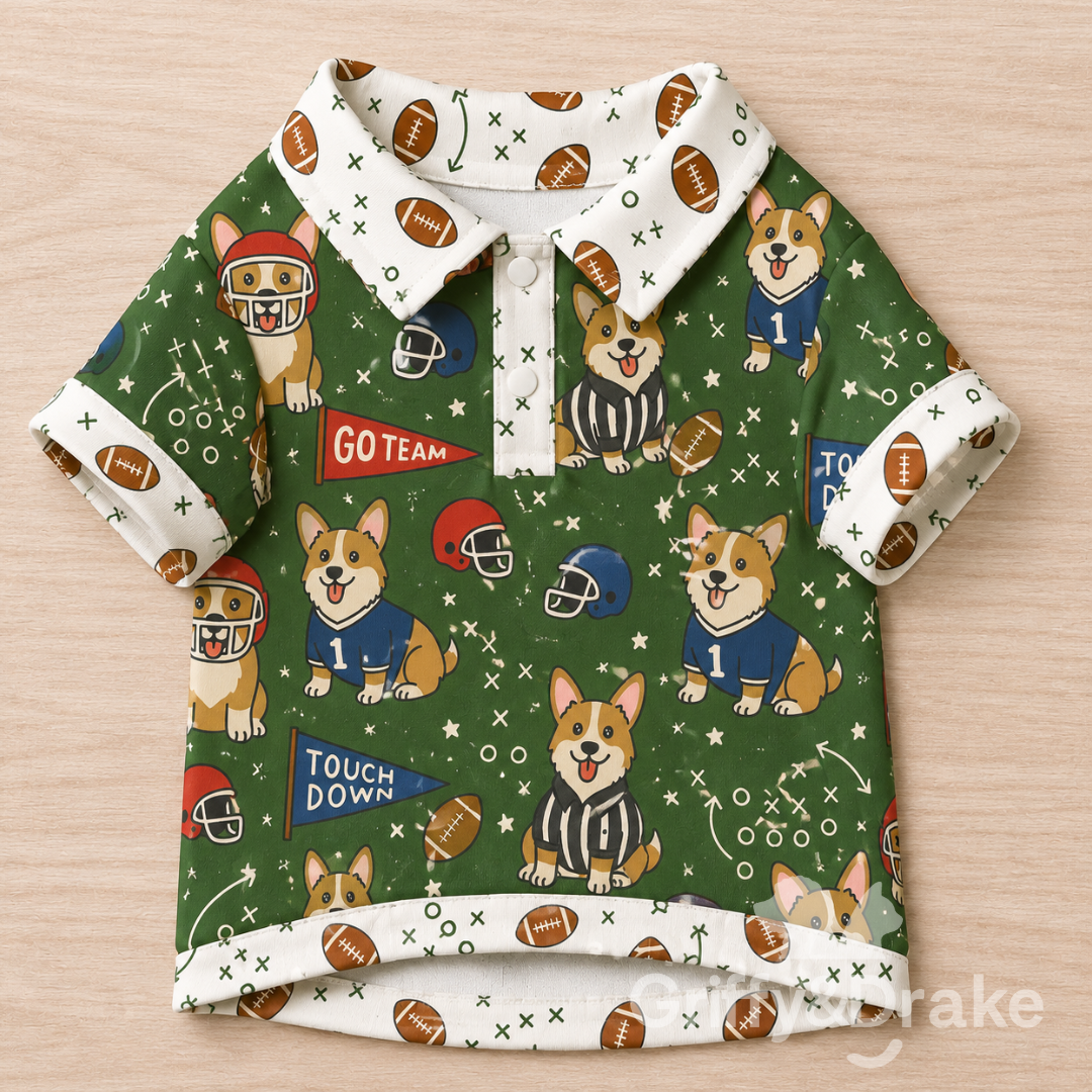 Dog Collar Shirt — End Zone Zoomies Print, Large