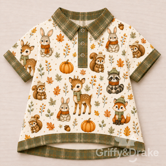 Dog Collar Shirt — Fall Forest Friends | Medium