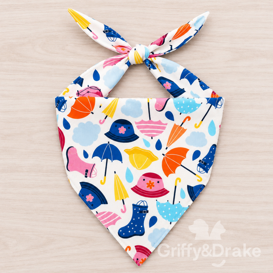 Dog Bandana — Paws for Puddles Rain Print, Small