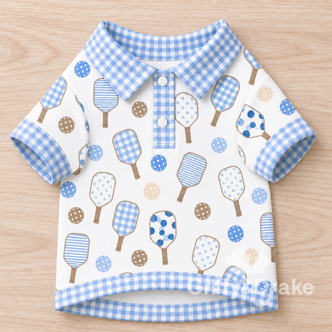 Dog Collar Shirt — Pickleball Pals Gingham Print, 2XL
