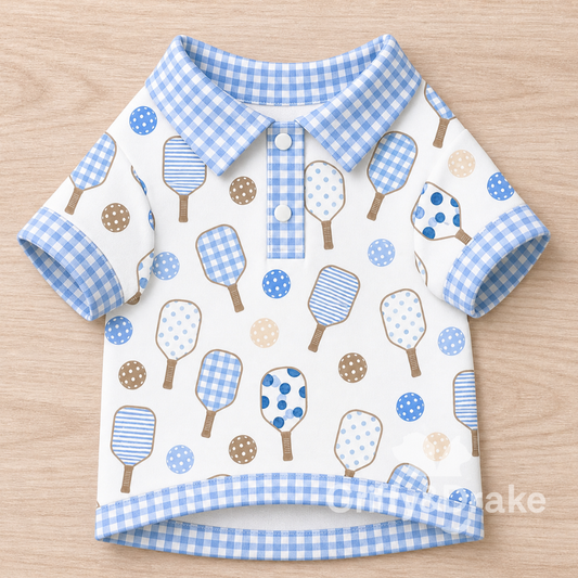 Dog Collar Shirt — Pickleball Pals Gingham Print, 2XL