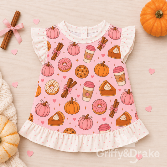Dog Ruffle Shirt — Pumpkin Spice Print | Small