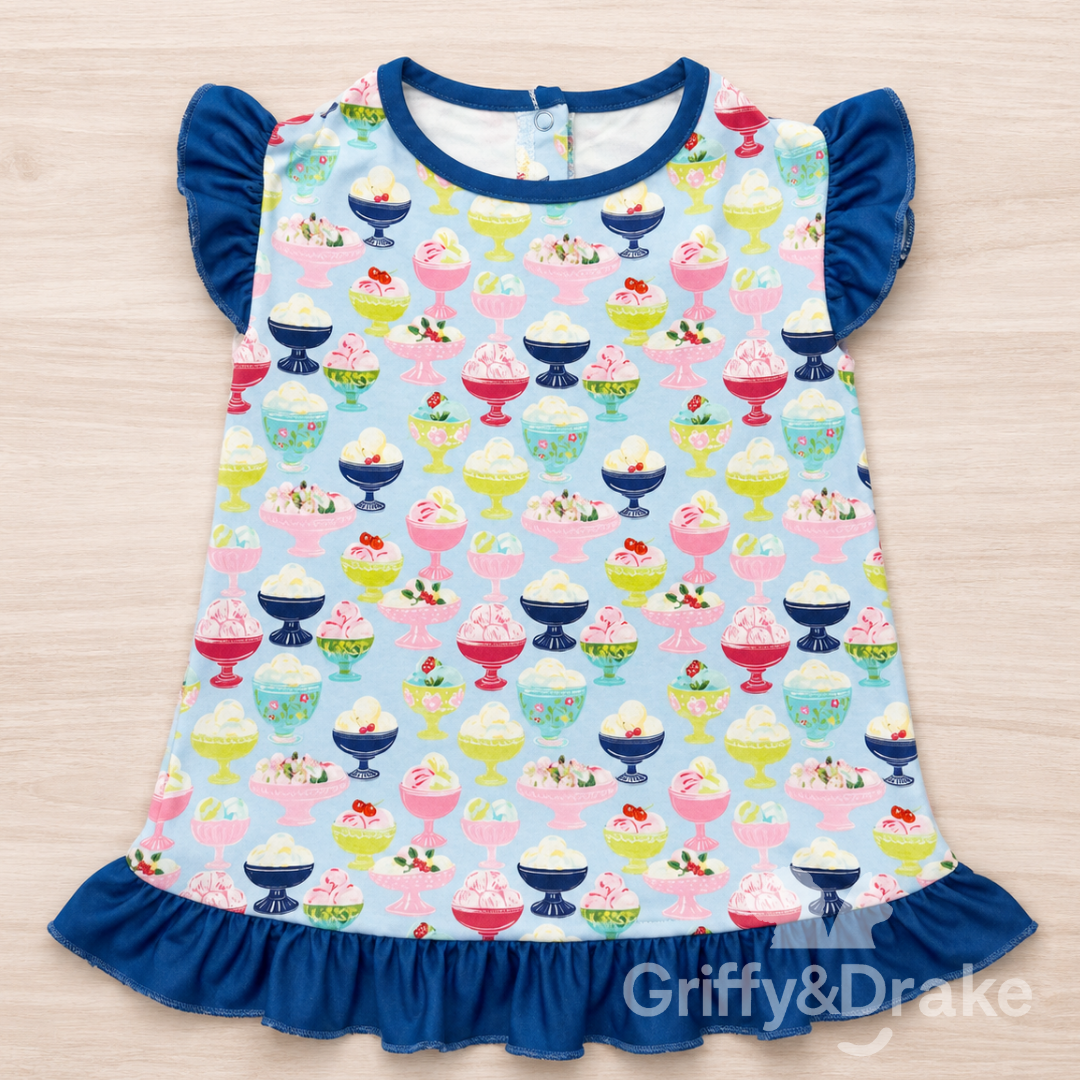 Dog Ruffle Shirt — Sundae Fun Day Print | Medium