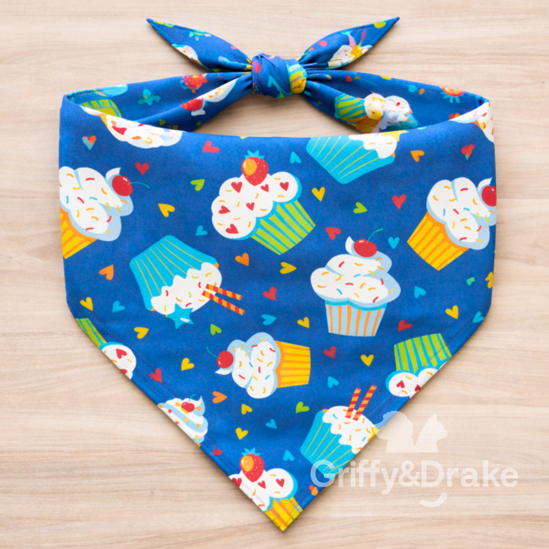 Dog Bandana — Cupcakes & Cuddles Birthday Print, XS