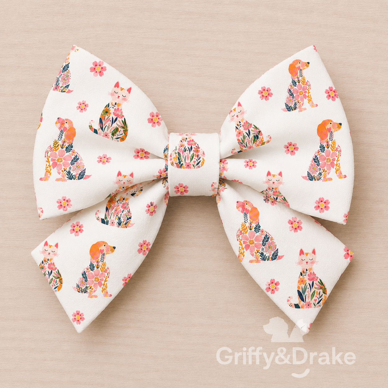 Dog Sailor Bow — Petal Pets Floral Print, Large